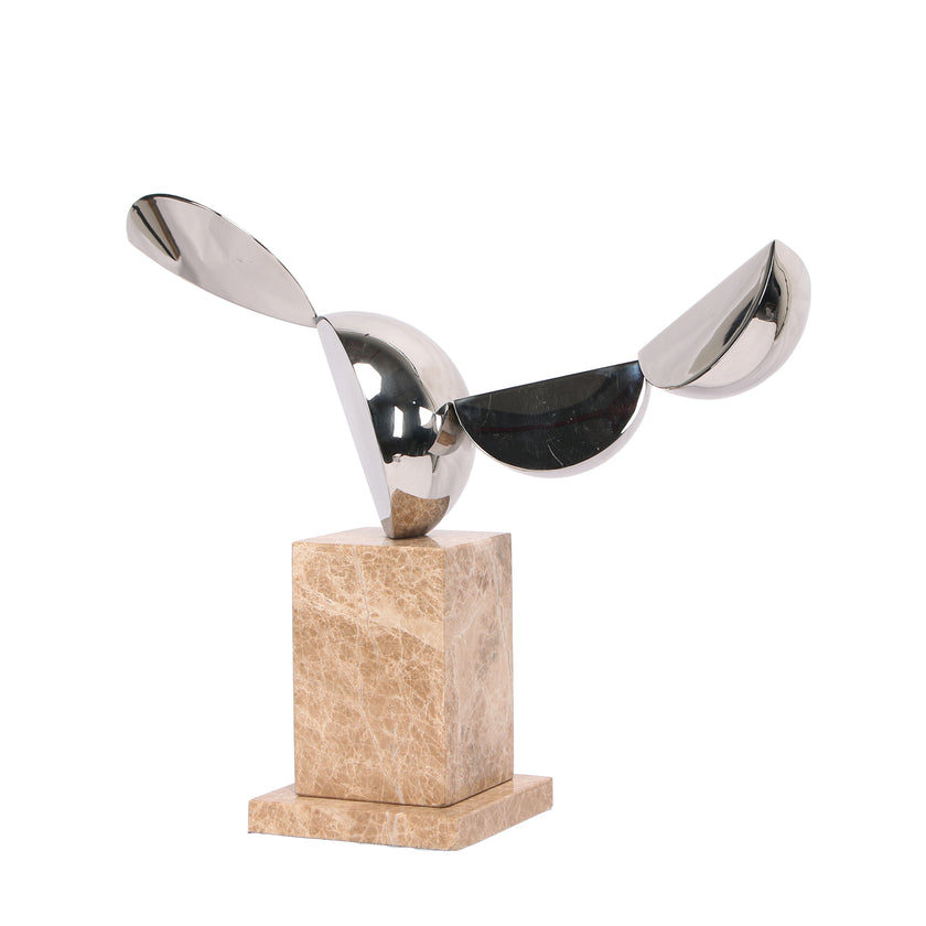 CAC10708-KM Silver Winged Sculpture - Beige