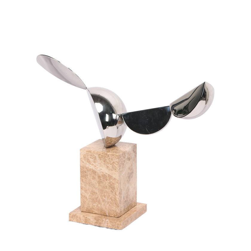 CAC10708-KM Silver Winged Sculpture - Beige