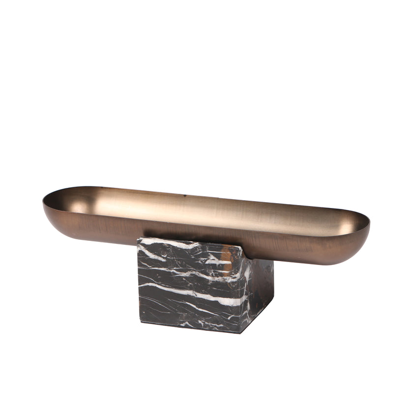CAC10713-KM Marble Base Steel Tray - Brown