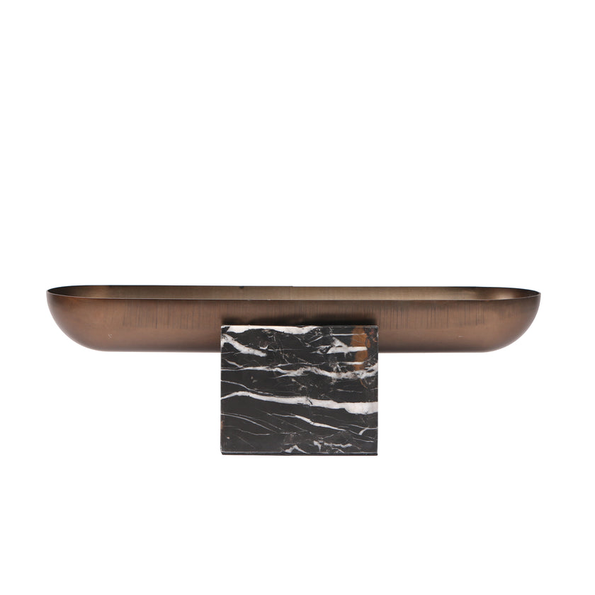 CAC10713-KM Marble Base Steel Tray - Brown