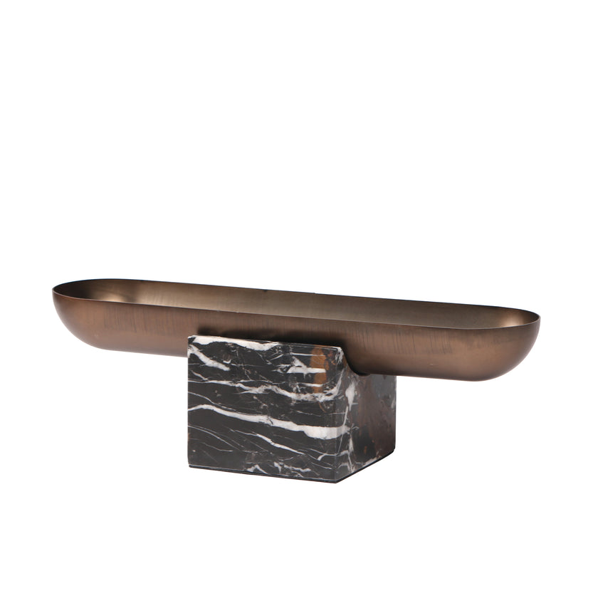 CAC10713-KM Marble Base Steel Tray - Brown