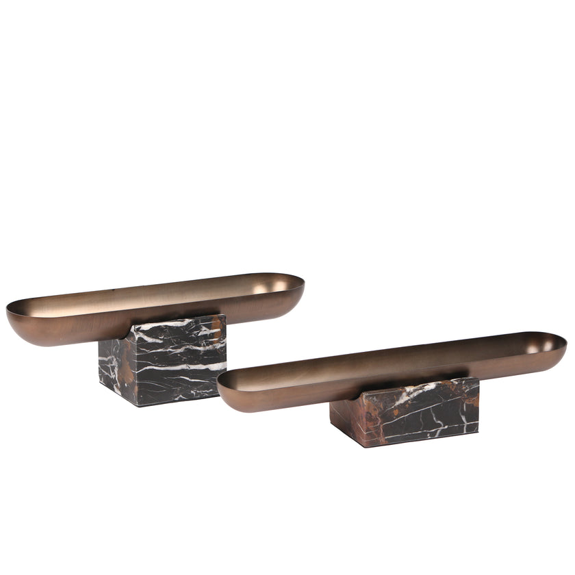 CAC10713-KM Marble Base Steel Tray - Brown