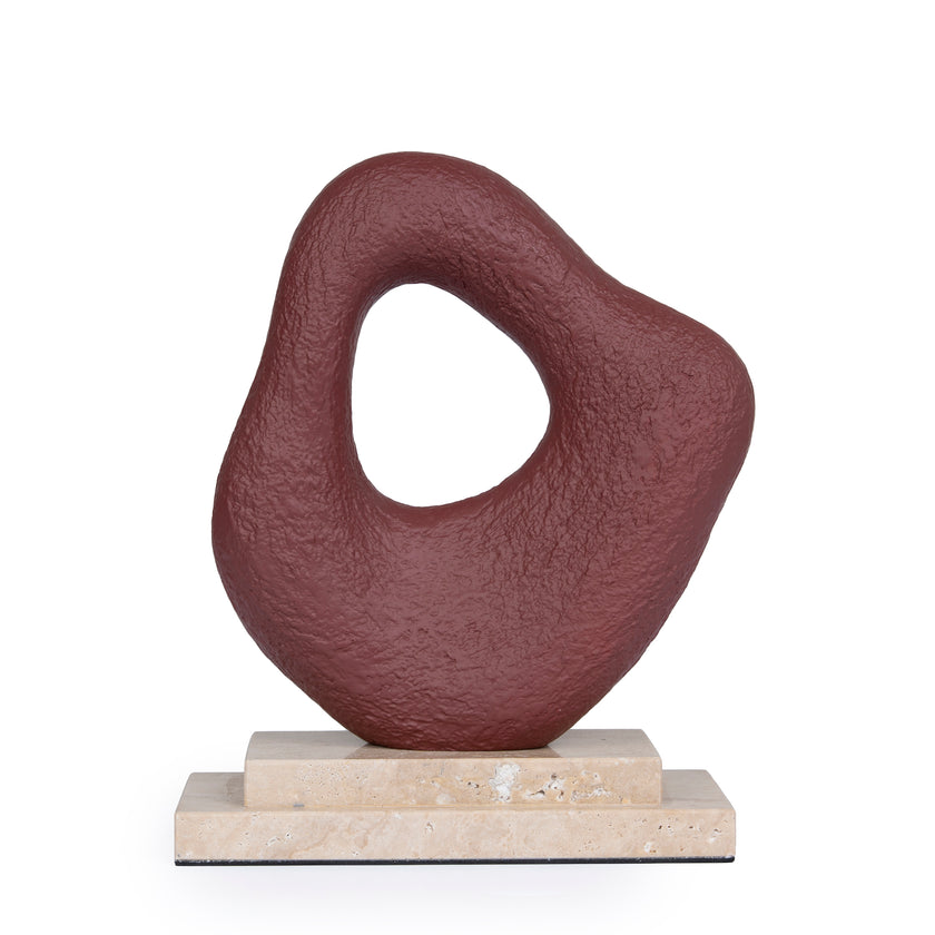 CAC10719-KM Organic Shape Marble Sculpture - Maroon
