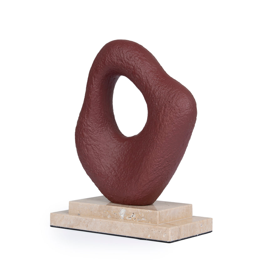 CAC10719-KM Organic Shape Marble Sculpture - Maroon