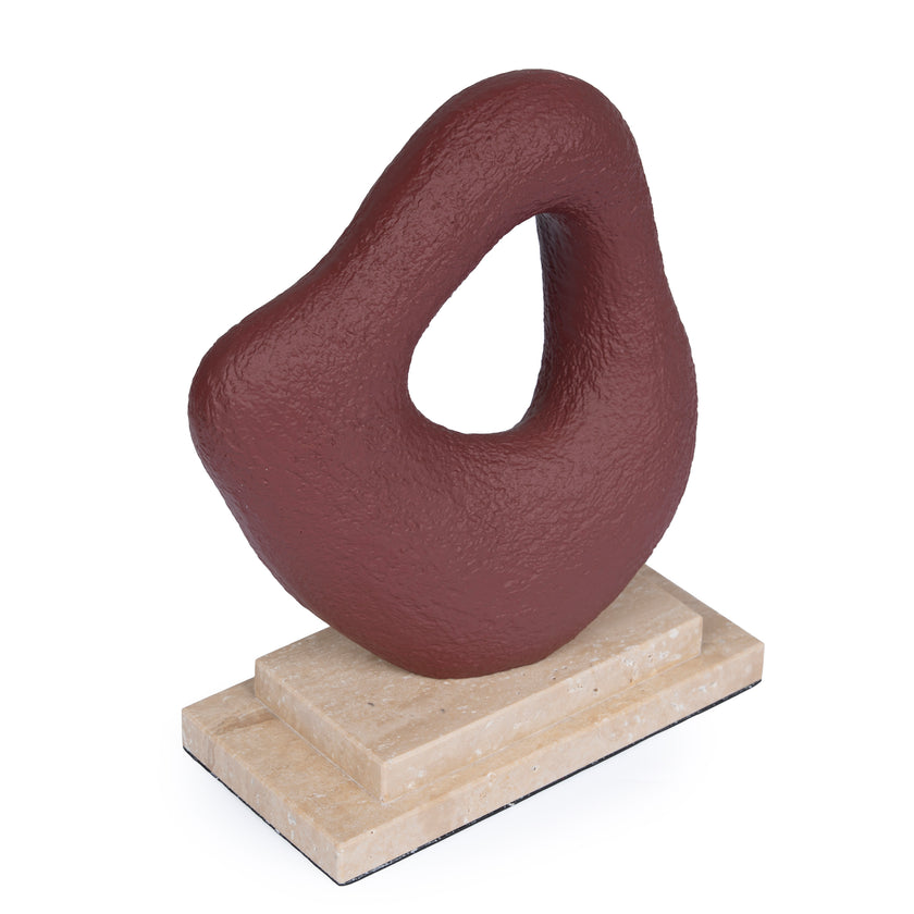 CAC10719-KM Organic Shape Marble Sculpture - Maroon