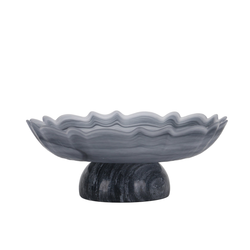 CAC10724-KM Lotus Glass Tray - Grey