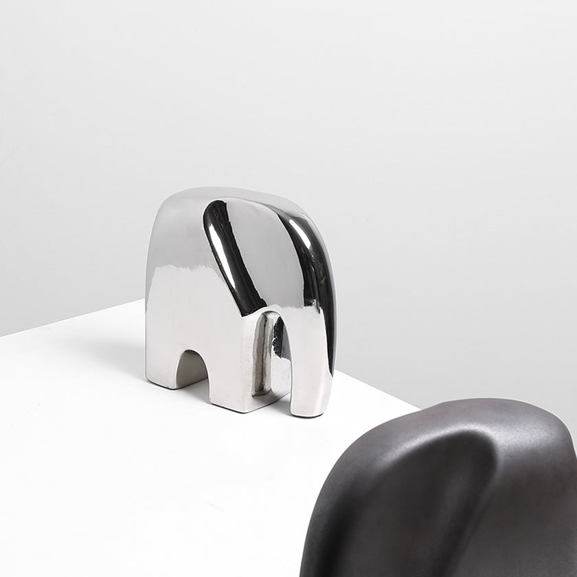 CAC10750-FC Ceramic Elephant Sclupture - Silver