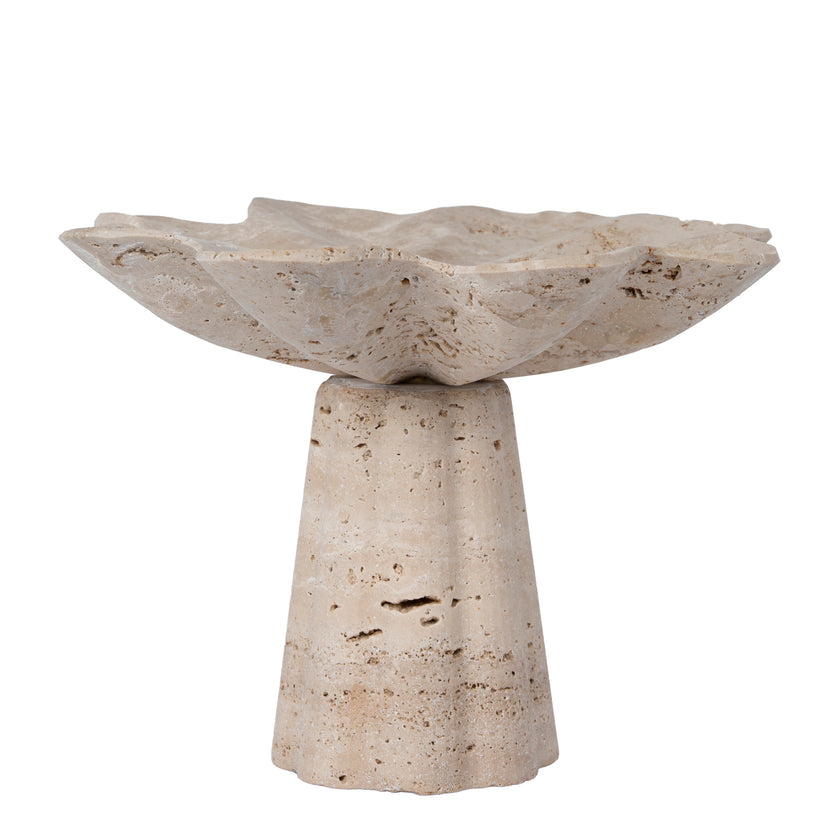 CAC12652-KM Petal Shaped Travertine Vase - Beige