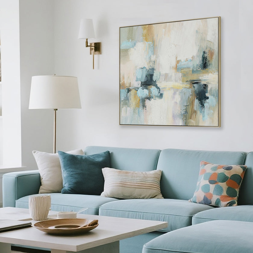 CAR12219-CLO 80 x 80cm Framed Canvas - Natural