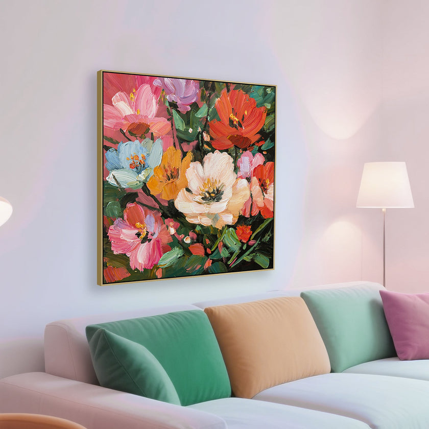 CAR12304-CLO 80 x 80cm Framed Canvas - Light Natural