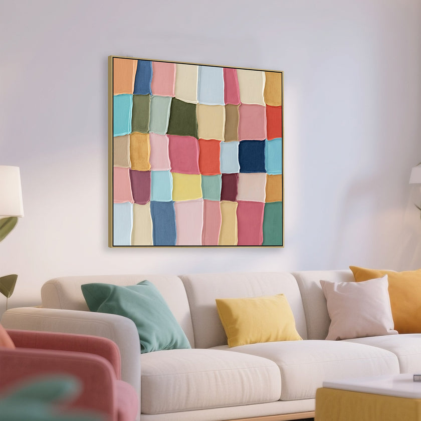 CAR12308-CLO 100 x 100cm Framed Canvas - Light Natural