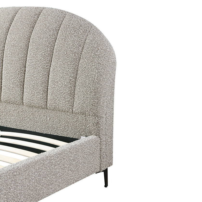 CBD8394-YO Fabric Queen Bed Frame - Olive brown boucle