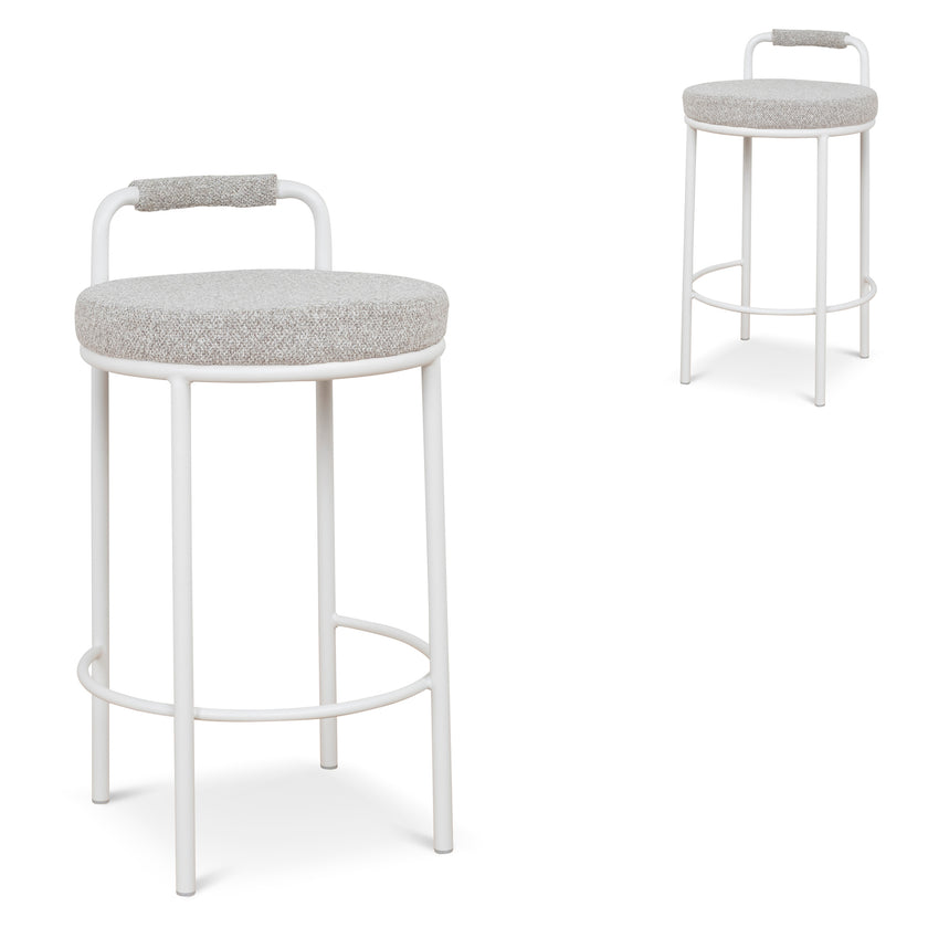 CBS10315-FH 65cm White Bar Stool - Clay Grey (Set of 2)