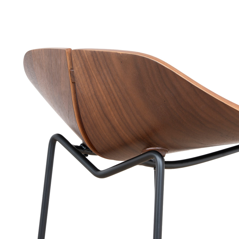 CBS10534-SU 65cm Matte Black Bar Stool - Walnut