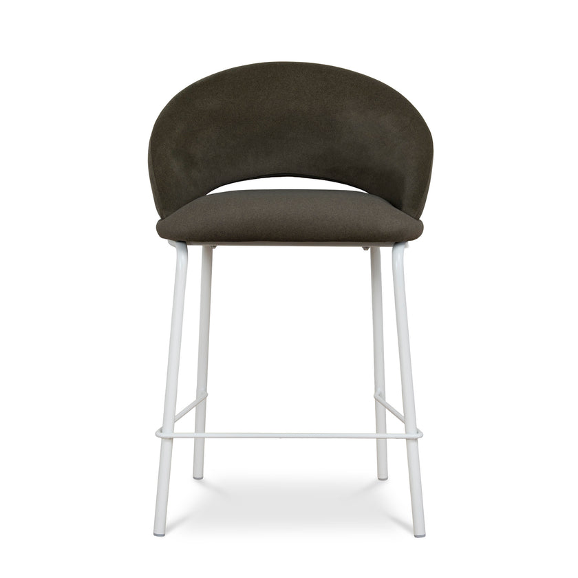 CBS12642-FH White Bar Stool - Dark Moss Green (Set of 2)
