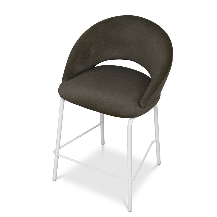 CBS12642-FH White Bar Stool - Dark Moss Green (Set of 2)