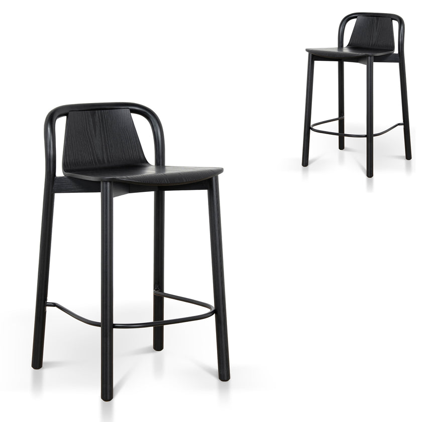 CBS12772-SD 65cm Barstool - Full Black (Set of 2)