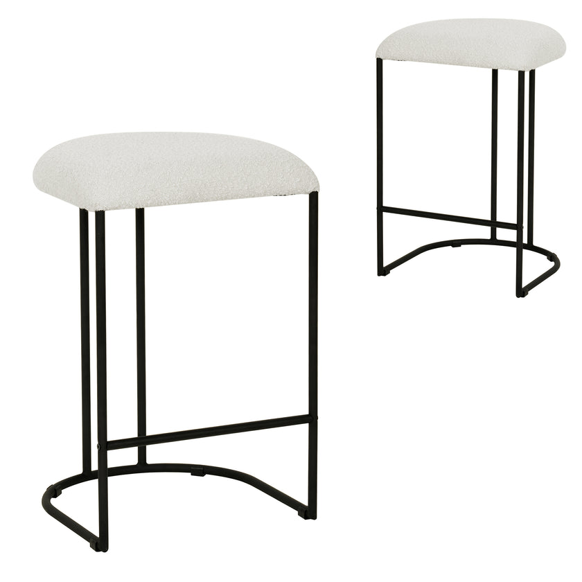 CBS8174-FH 65cm Bar Stool - Cottage White Boucle (Set of 2)