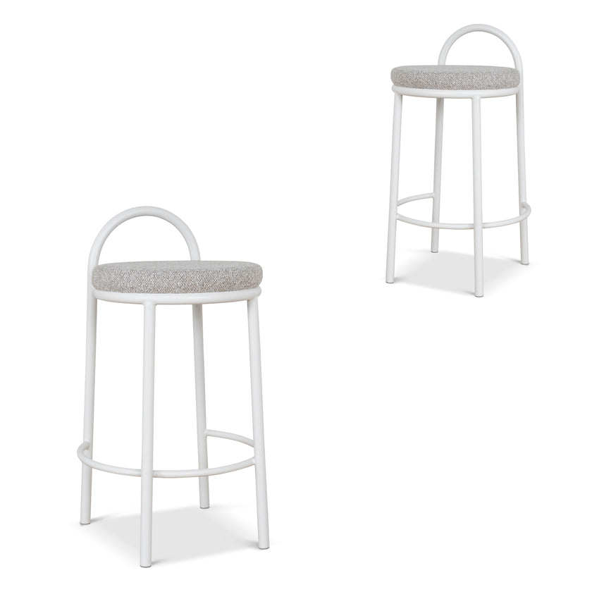 CBS8599-FH 63cm White Frame Bar Stool - Clay Grey (Set of 2)