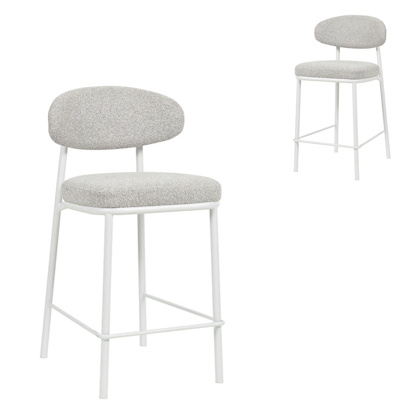 CBS8607-FHx2 65cm White Bar Stool - Clay Grey (Set of 2)