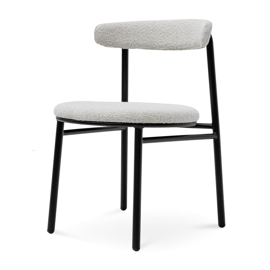 CDC6996-SD Fabric Dining Chair - Moon White Boucle and Black Legs (Set of 2)
