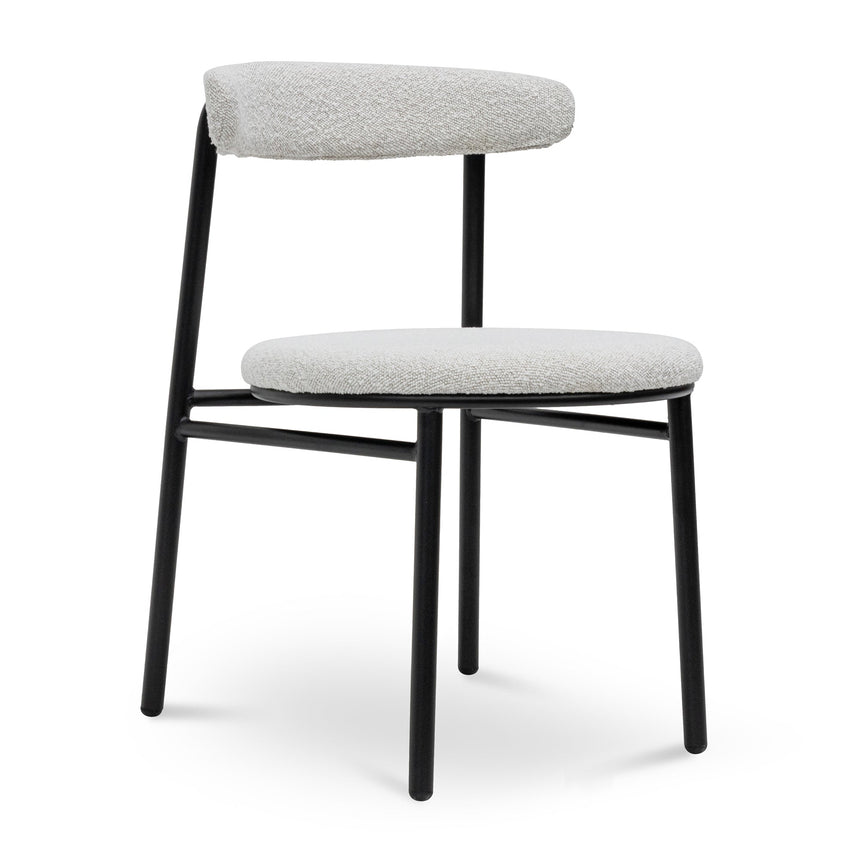 CDC6996-SD Fabric Dining Chair - Moon White Boucle and Black Legs (Set of 2)