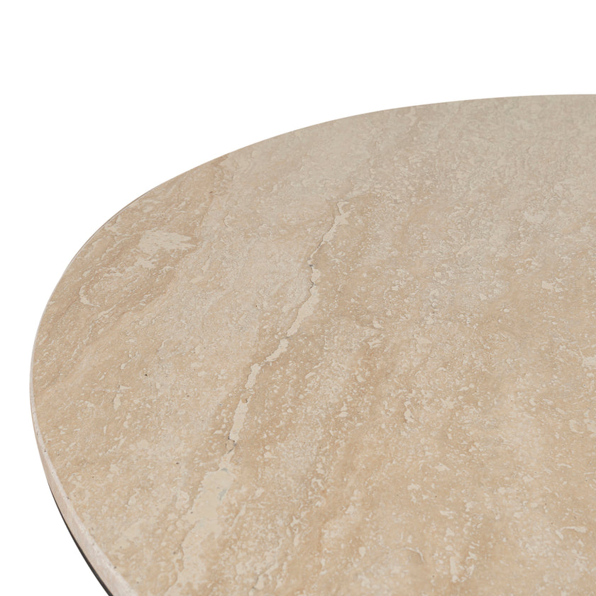 CCF10430-NI 100cm Round Travertine Coffee Table - Black