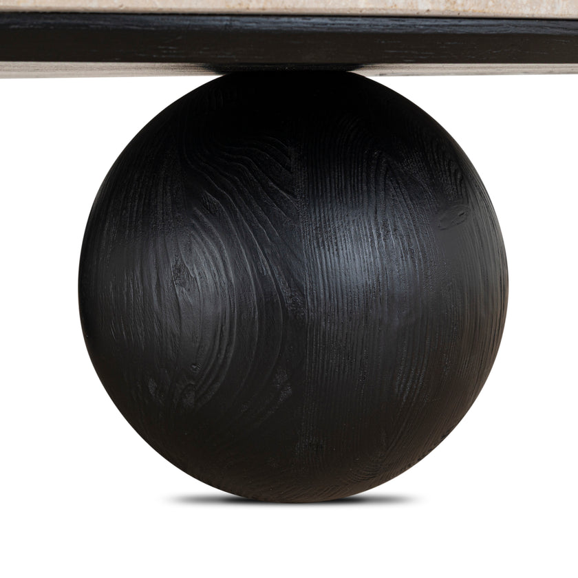 CCF10430-NI 100cm Round Travertine Coffee Table - Black