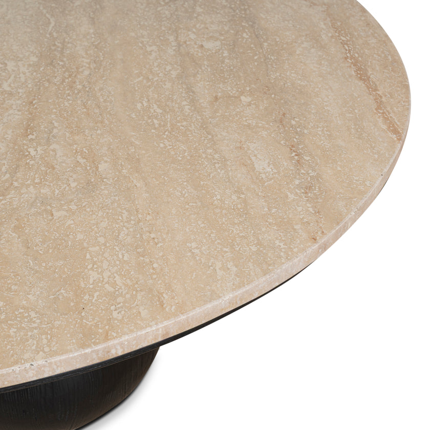 CCF10430-NI 100cm Round Travertine Coffee Table - Black