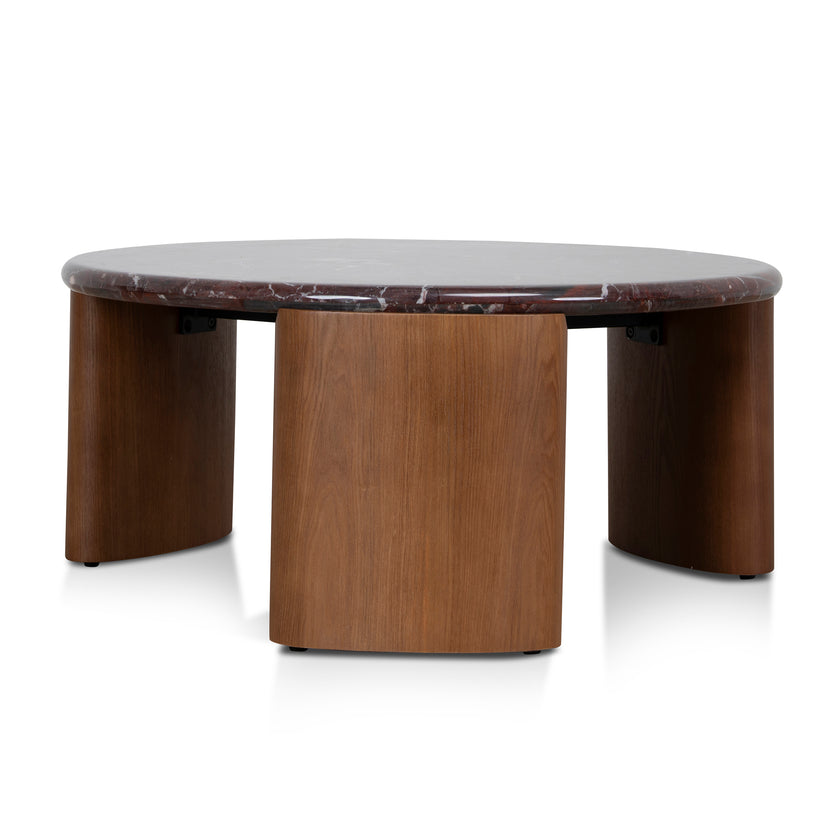 CCF10982-NY Nested Rosso Levanto Marble Coffee Table - Walnut