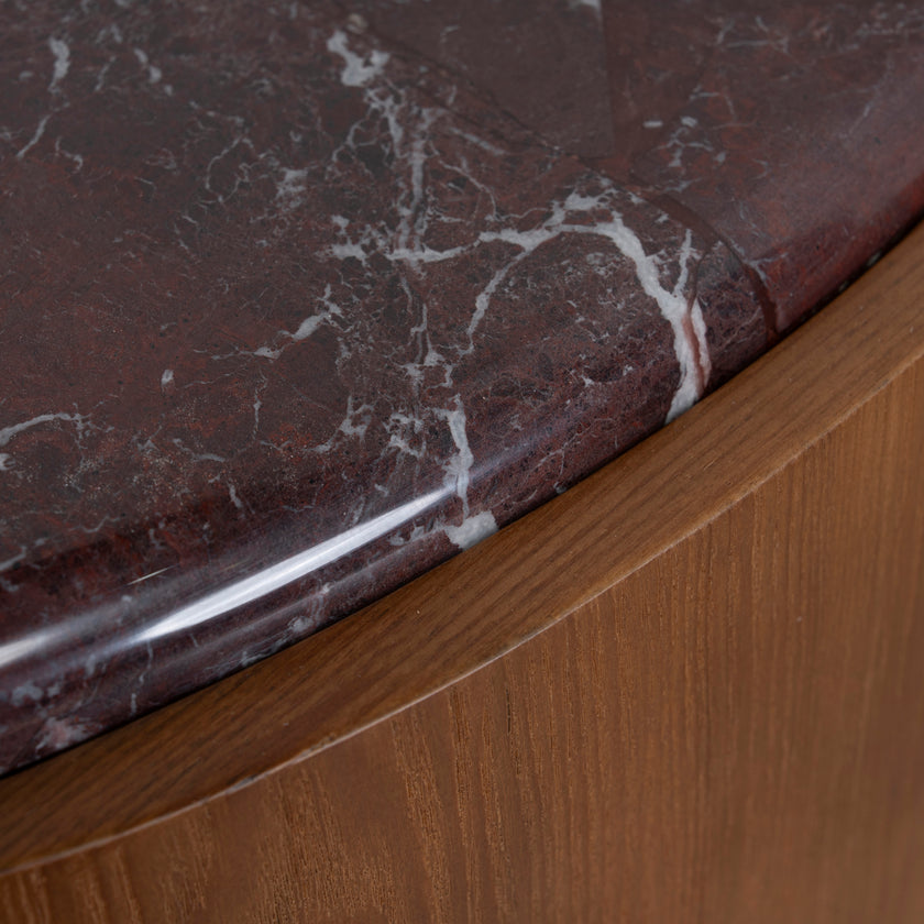 CCF10982-NY Nested Rosso Levanto Marble Coffee Table - Walnut