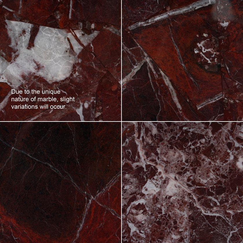 CCF10982-NY Nested Rosso Levanto Marble Coffee Table - Walnut