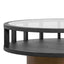 Ex Display - CCF6447-NI 86cm Round Black Coffee Table - Antique Golden Leg