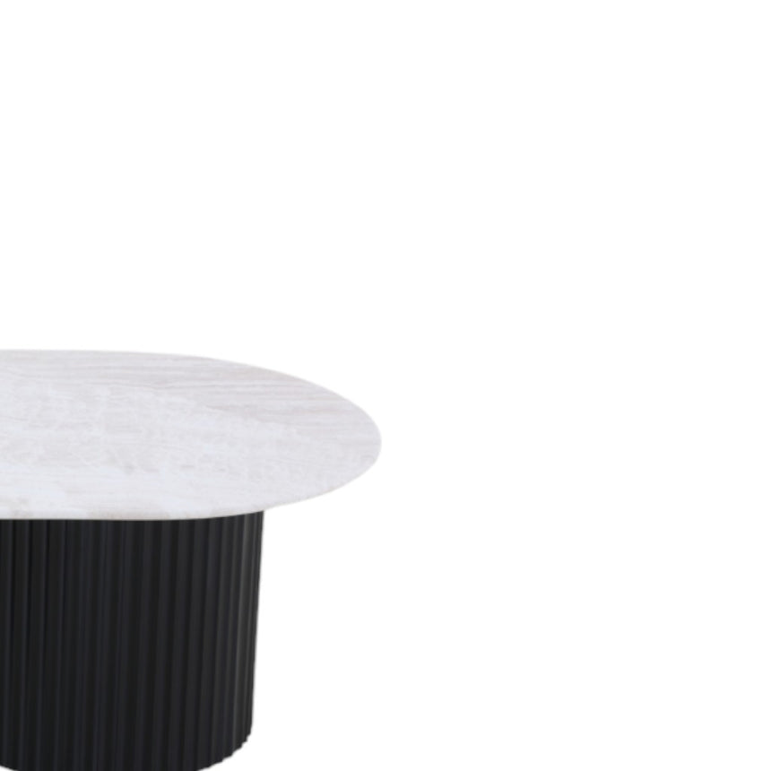 CCF8631-DW 1.3m Travertine Top Oval Coffee Table - Black Base