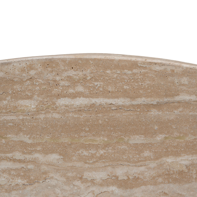 CCF8666-NI Travertine Marble 100cm Round Coffee Table - White Wash