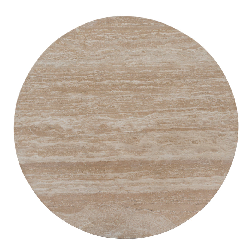CCF8666-NI Travertine Marble 100cm Round Coffee Table - White Wash