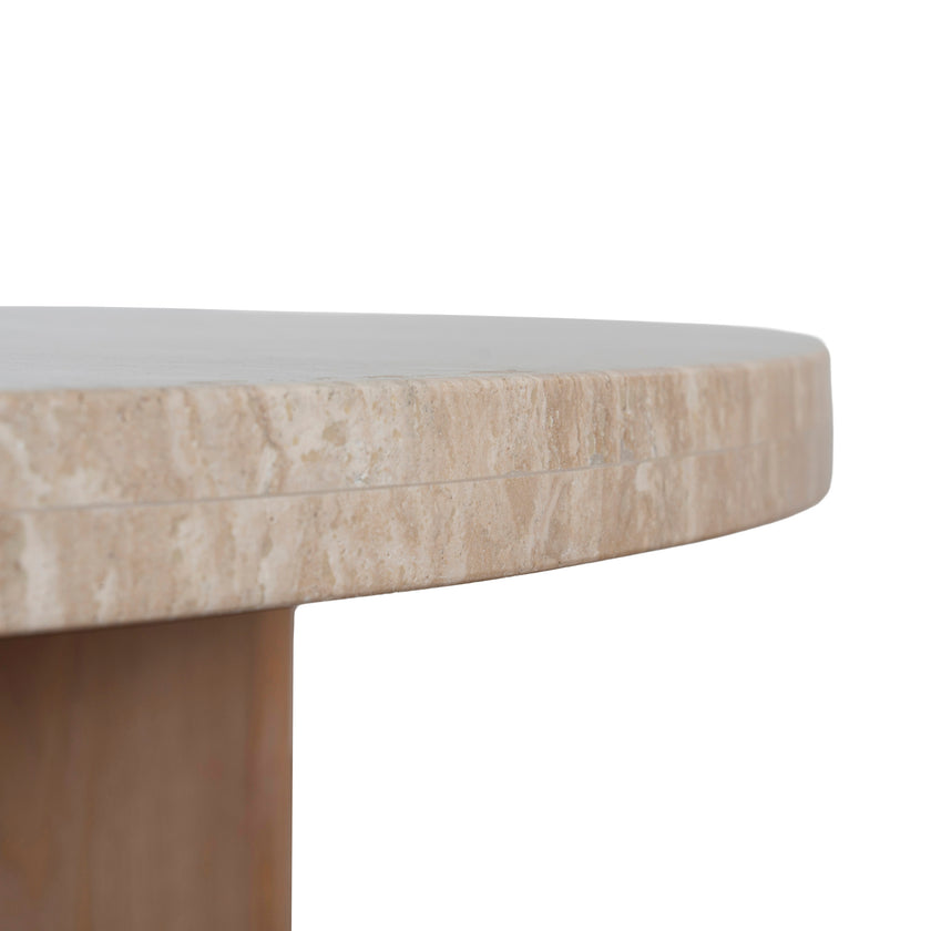 CCF8666-NI Travertine Marble 100cm Round Coffee Table - Light Natural Elm