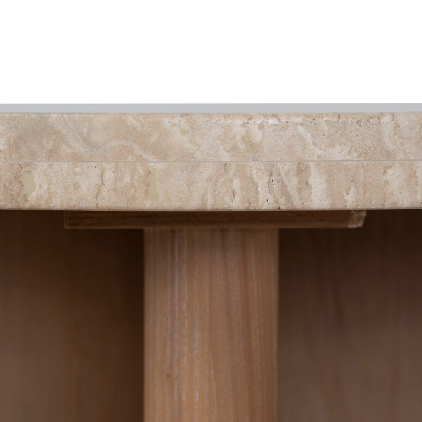 CCF8666-NI Travertine Marble 100cm Round Coffee Table - White Wash