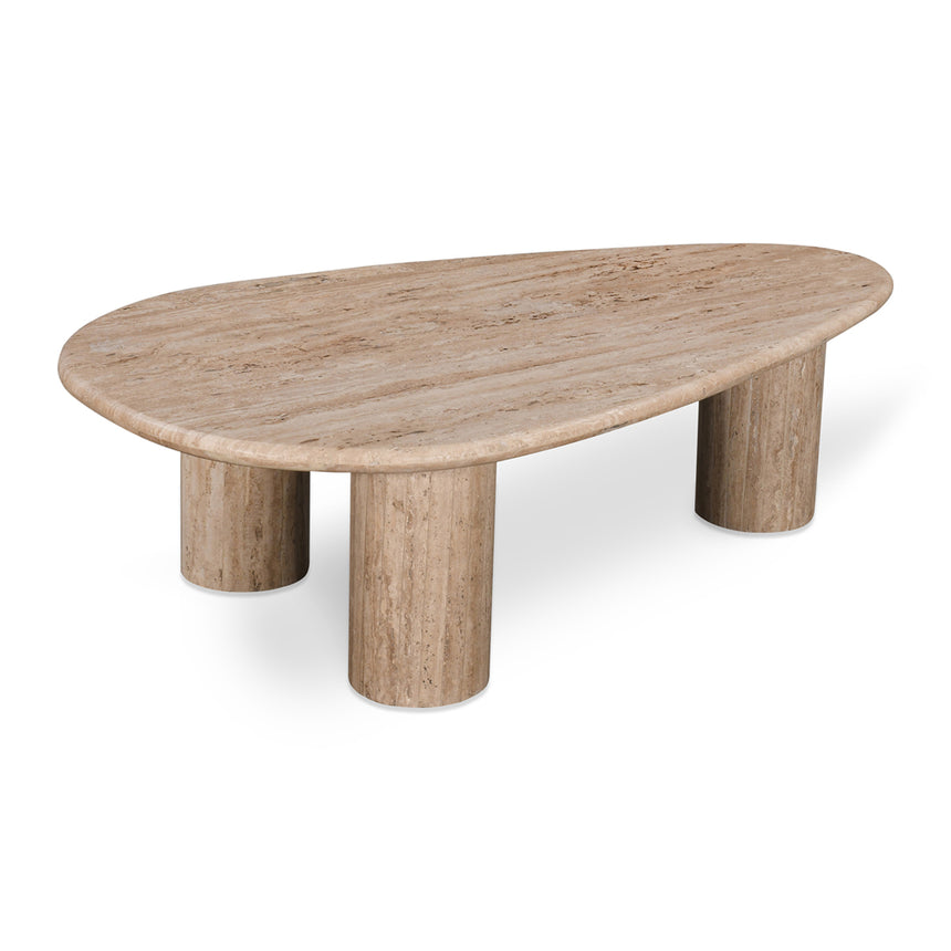 CCF8714-RB 1.2m Travertine Top Oval Coffee Table - Walnut