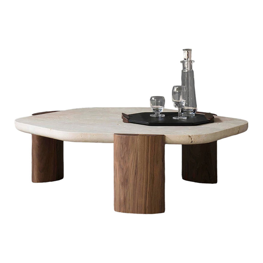 CCF8715-RB 1.2m Travertine Top Coffee Table - Walnut