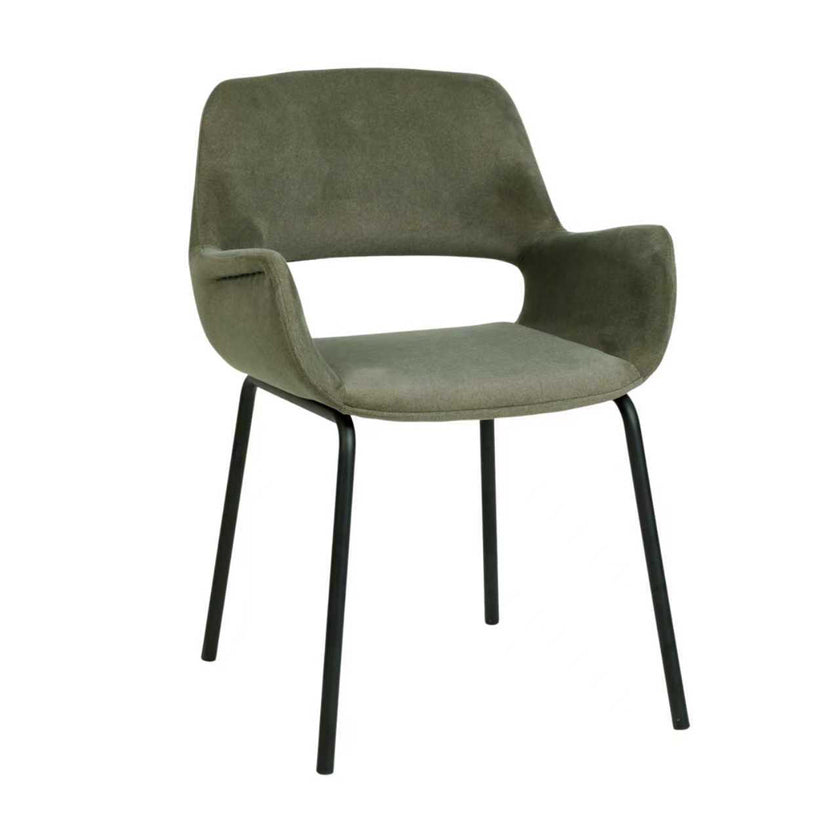 CDC12013-FH Black Dining Chair - Dark Moss Green (Set of 2)