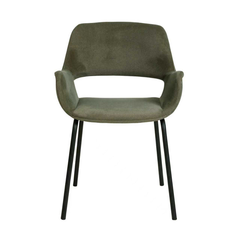 CDC12013-FH Black Dining Chair - Dark Moss Green (Set of 2)