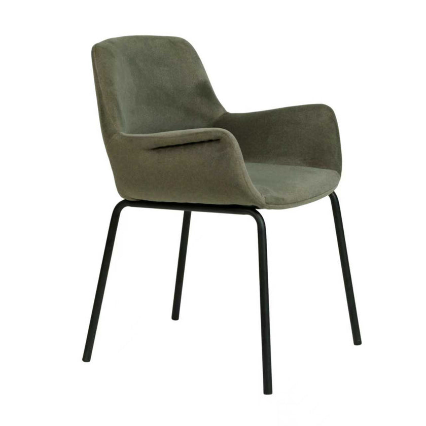 CDC12013-FH Black Dining Chair - Dark Moss Green (Set of 2)