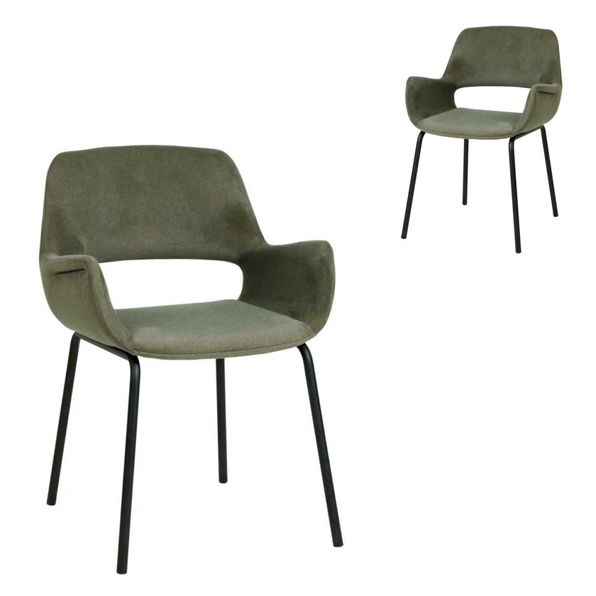 CDC12013-FH Black Dining Chair - Dark Moss Green (Set of 2)