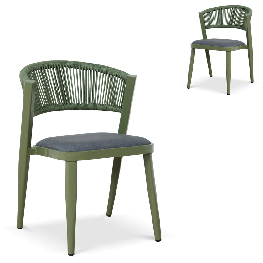 CDC12050-ID Army Green Outdoor Dining Chair - Grey (Set of 2)