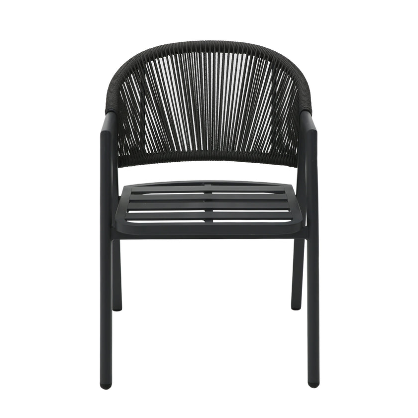CDC12621-KT Dark Grey Rattan Outdoor Dining Chair - Dark Grey Cushion (Set of 2)