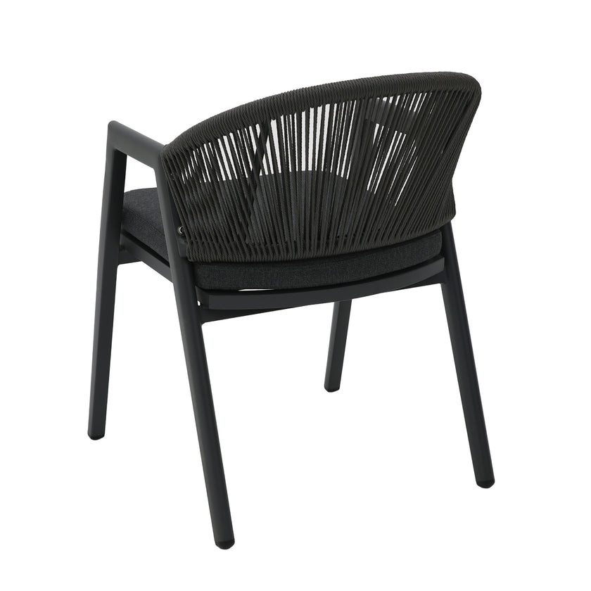 CDC12621-KT Dark Grey Rattan Outdoor Dining Chair - Dark Grey Cushion (Set of 2)