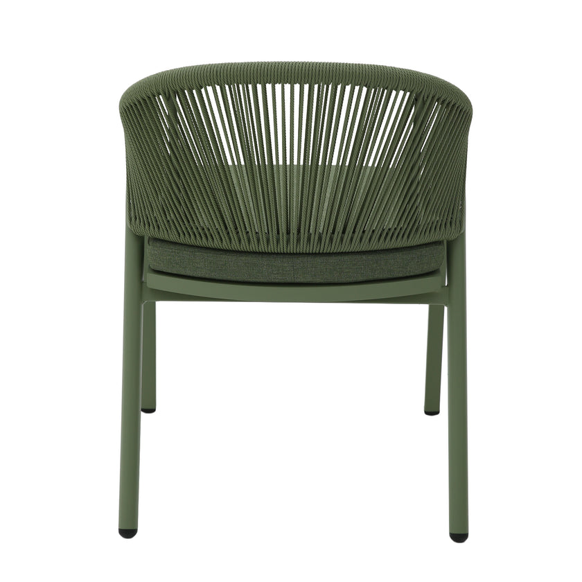 CDC12622-KT Green Rattan Outdoor Dining Chair - Sand Green Cushion (Set of 2)