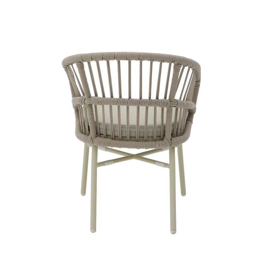 CDC12623-KT Taupe Rattan Outdoor Dining Chair - Beige Cushion (Set of 2)