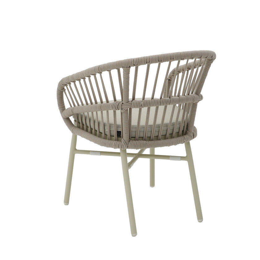CDC12623-KT Taupe Rattan Outdoor Dining Chair - Beige Cushion (Set of 2)